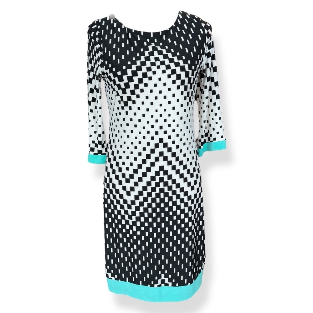 Dressbarn Signature Camryn Dress Womens Size 4 Shift Dress 3/4 Sleeves